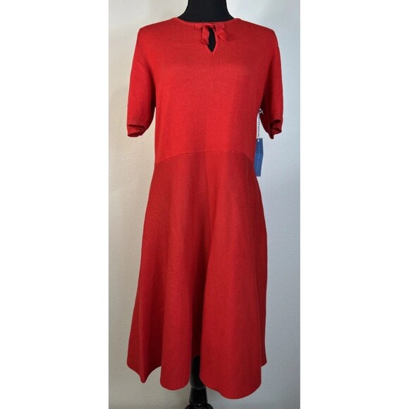 Draper James Bow Neck Detail Fit & Flare Mini Sweater Dress Size Large - Picture 4 of 16
